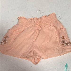 Janie And Jack Peach Floral Embroidered Women’s Elastic Waist Shorts 12-18m